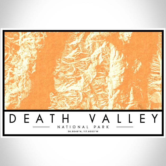 Death Valley National Park Map Print Landscape Orientation in Ember Style With Shaded Background