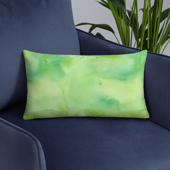 Custom Death Valley National Park Map Throw Pillow in Watercolor on Blue Colored Chair