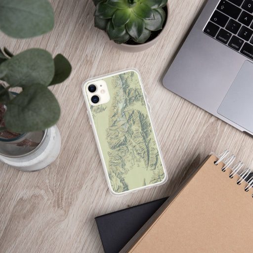 Custom Death Valley National Park Map Phone Case in Woodblock