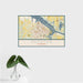 16x24 Decatur Alabama Map Print Landscape Orientation in Woodblock Style With Tropical Plant Leaves in Water
