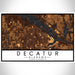 Decatur Alabama Map Print Landscape Orientation in Ember Style With Shaded Background