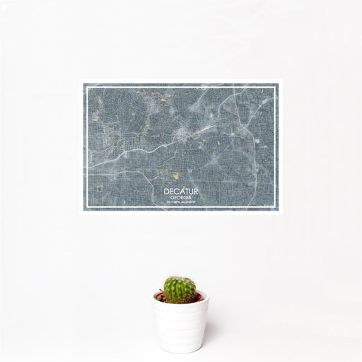 12x18 Decatur Georgia Map Print Landscape Orientation in Afternoon Style With Small Cactus Plant in White Planter