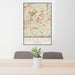 24x36 Decatur Georgia Map Print Portrait Orientation in Woodblock Style Behind 2 Chairs Table and Potted Plant