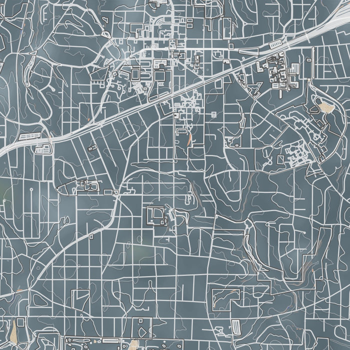 Decatur Georgia Map Print in Afternoon Style Zoomed In Close Up Showing Details