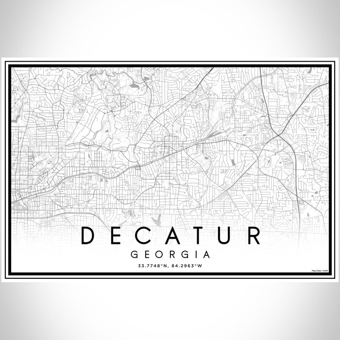 Decatur Georgia Map Print Landscape Orientation in Classic Style With Shaded Background