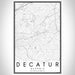 Decatur Georgia Map Print Portrait Orientation in Classic Style With Shaded Background