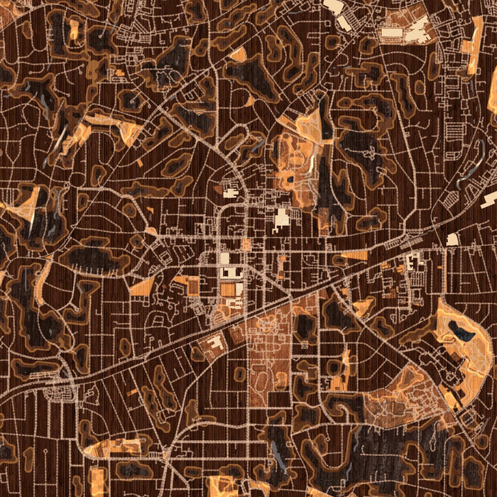 Decatur Georgia Map Print in Ember Style Zoomed In Close Up Showing Details
