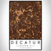 Decatur Georgia Map Print Portrait Orientation in Ember Style With Shaded Background