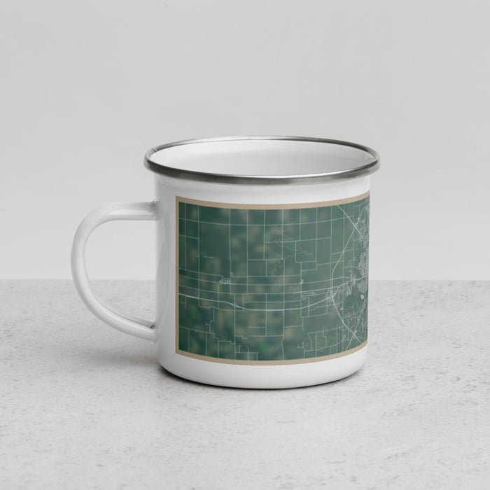 Left View Custom Decatur Illinois Map Enamel Mug in Afternoon