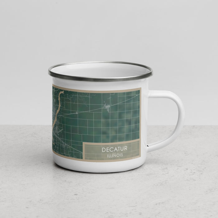 Right View Custom Decatur Illinois Map Enamel Mug in Afternoon