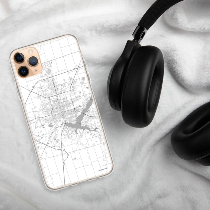 Custom Decatur Illinois Map Phone Case in Classic on Table with Black Headphones