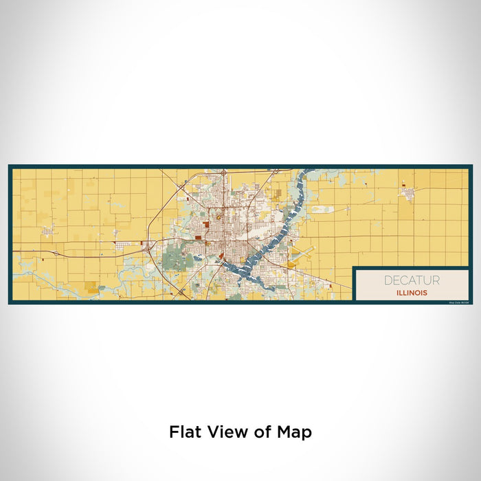 Flat View of Map Custom Decatur Illinois Map Enamel Mug in Woodblock