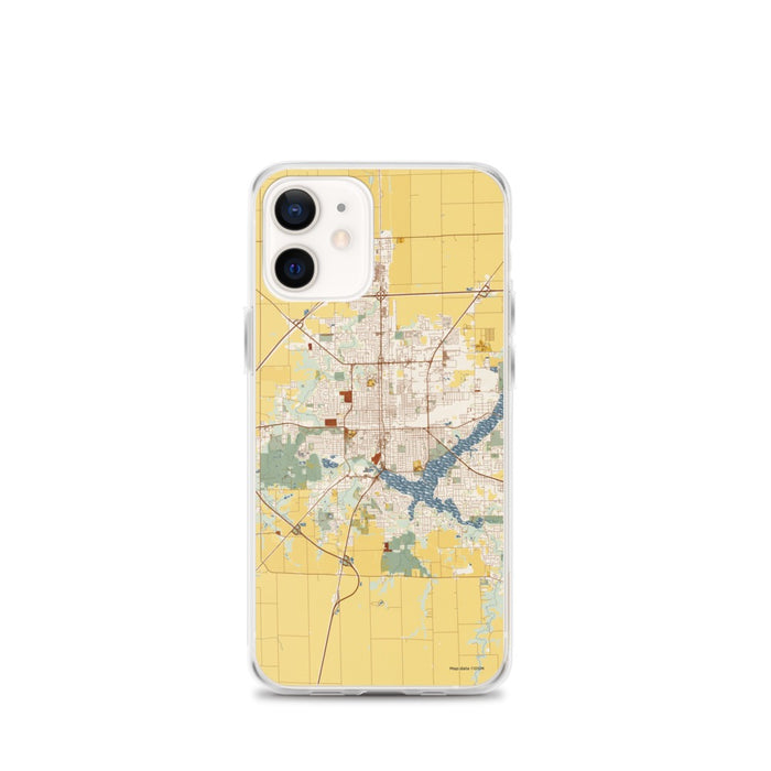 Custom Decatur Illinois Map iPhone 12 mini Phone Case in Woodblock