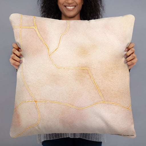 Person holding 22x22 Custom Decorah Iowa Map Throw Pillow in Watercolor