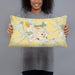 Person holding 20x12 Custom Decorah Iowa Map Throw Pillow in Woodblock