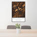 24x36 Deep Creek Lake Maryland Map Print Portrait Orientation in Ember Style Behind 2 Chairs Table and Potted Plant