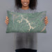 Person holding 20x12 Custom Deep Creek Lake Maryland Map Throw Pillow in Afternoon