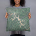 Person holding 18x18 Custom Deep Creek Lake Maryland Map Throw Pillow in Afternoon
