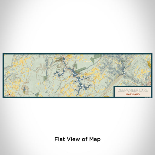 Flat View of Map Custom Deep Creek Lake Maryland Map Enamel Mug in Woodblock