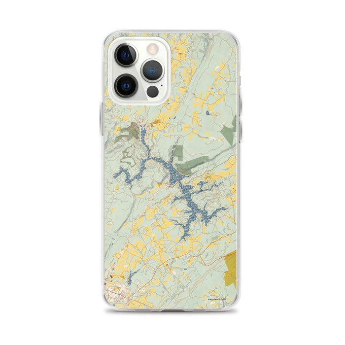 Custom iPhone 12 Pro Max Deep Creek Lake Maryland Map Phone Case in Woodblock