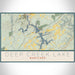 Deep Creek Lake Maryland Map Print Landscape Orientation in Woodblock Style With Shaded Background