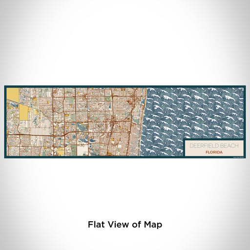 Flat View of Map Custom Deerfield Beach Florida Map Enamel Mug in Woodblock