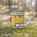 Right View Custom Delano California Map Enamel Mug in Ember on Grass With Trees in Background