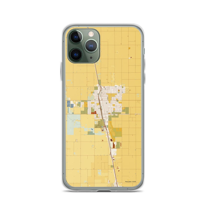 Custom iPhone 11 Pro Delano California Map Phone Case in Woodblock
