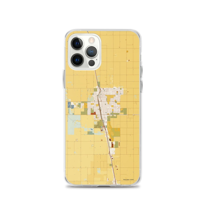 Custom iPhone 12 Pro Delano California Map Phone Case in Woodblock