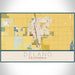 Delano California Map Print Landscape Orientation in Woodblock Style With Shaded Background