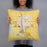 Person holding 18x18 Custom Delano California Map Throw Pillow in Woodblock
