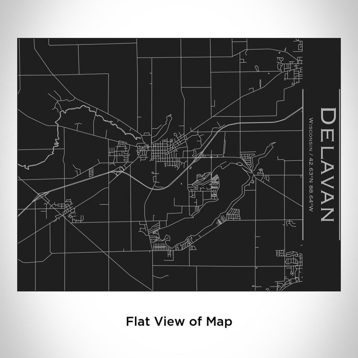 Rendered View of Delavan Wisconsin Map Engraving on 20oz Stainless Steel Insulated Bottle with Bamboo Top in Black