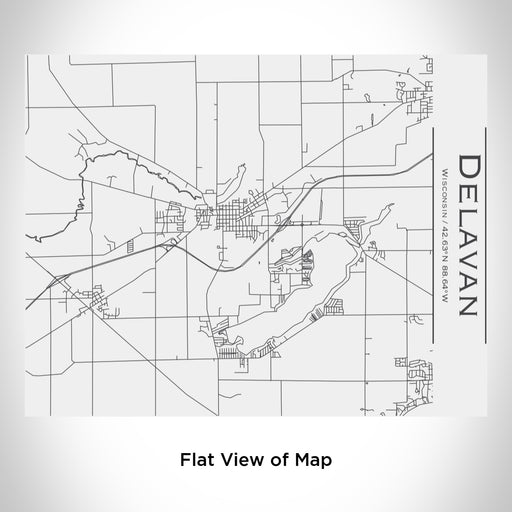 Rendered View of Delavan Wisconsin Map Engraving on 20oz Stainless Steel Insulated Bottle with Bamboo Top in White