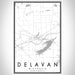 Delavan Wisconsin Map Print Portrait Orientation in Classic Style With Shaded Background