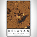 Delavan Wisconsin Map Print Portrait Orientation in Ember Style With Shaded Background