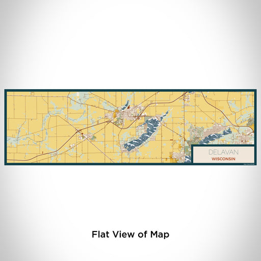 Flat View of Map Custom Delavan Wisconsin Map Enamel Mug in Woodblock