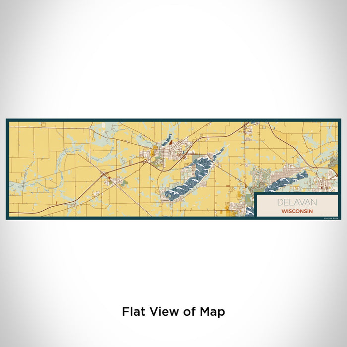 Flat View of Map Custom Delavan Wisconsin Map Enamel Mug in Woodblock