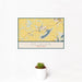 12x18 Delavan Wisconsin Map Print Landscape Orientation in Woodblock Style With Small Cactus Plant in White Planter