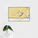 16x24 Delavan Wisconsin Map Print Landscape Orientation in Woodblock Style With Tropical Plant Leaves in Water