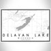 Delavan Lake Wisconsin Map Print Landscape Orientation in Classic Style With Shaded Background