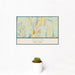 12x18 Delhi New York Map Print Landscape Orientation in Woodblock Style With Small Cactus Plant in White Planter