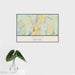 16x24 Delhi New York Map Print Landscape Orientation in Woodblock Style With Tropical Plant Leaves in Water