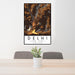 24x36 Delhi New York Map Print Portrait Orientation in Ember Style Behind 2 Chairs Table and Potted Plant