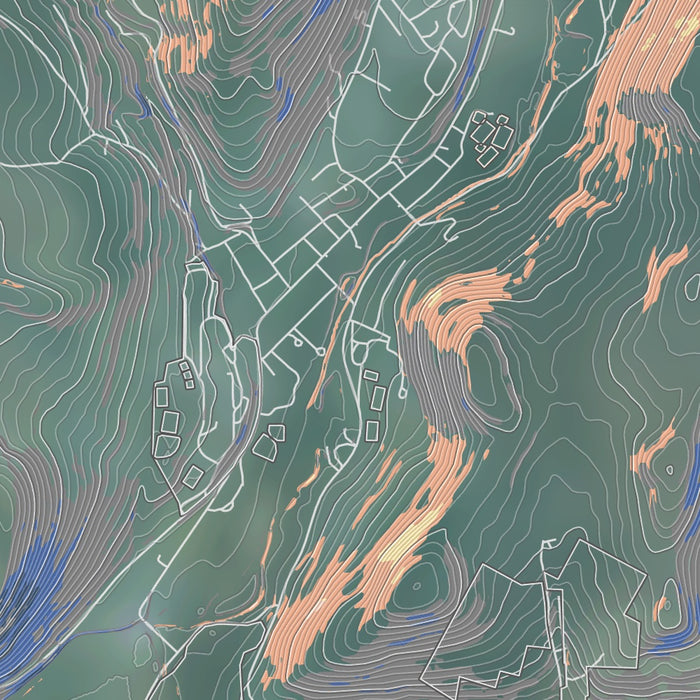 Delhi New York Map Print in Afternoon Style Zoomed In Close Up Showing Details