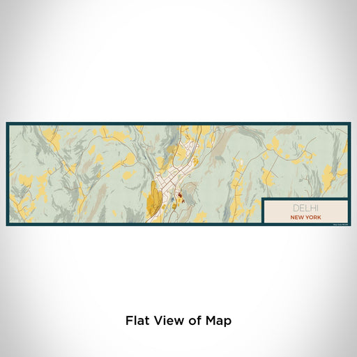 Flat View of Map Custom Delhi New York Map Enamel Mug in Woodblock