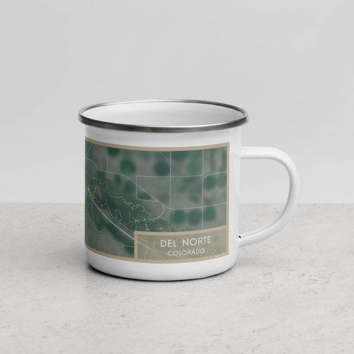 Right View Custom Del Norte Colorado Map Enamel Mug in Afternoon