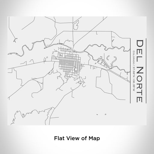 Rendered View of Del Norte Colorado Map Engraving on 20oz Stainless Steel Insulated Bottle with Bamboo Top in White