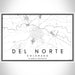 Del Norte Colorado Map Print Landscape Orientation in Classic Style With Shaded Background