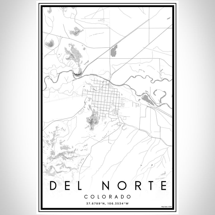 Del Norte Colorado Map Print Portrait Orientation in Classic Style With Shaded Background