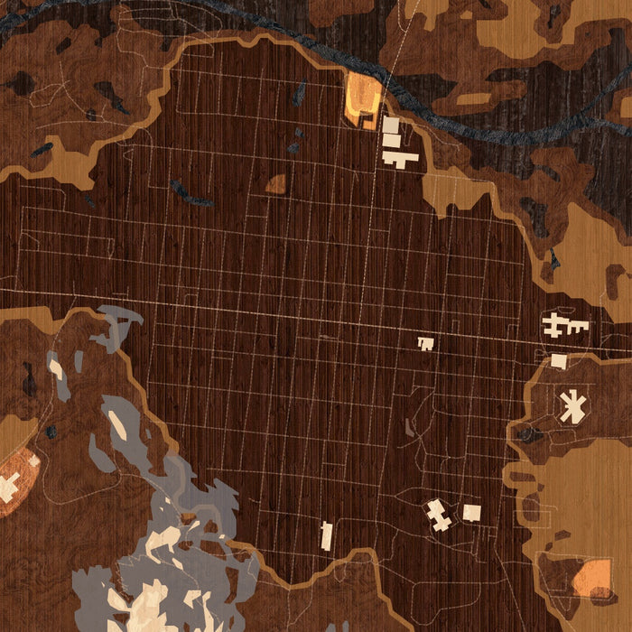 Del Norte Colorado Map Print in Ember Style Zoomed In Close Up Showing Details